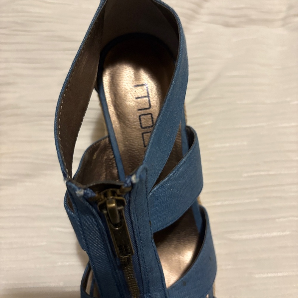 Moda Blue Wedge Sandals - Picture 3 of 7